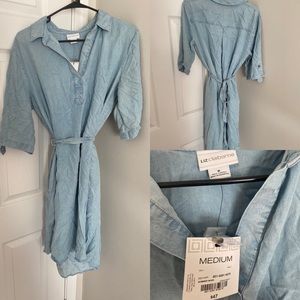 Liz Claiborne Denim Shirt Dress With Tie